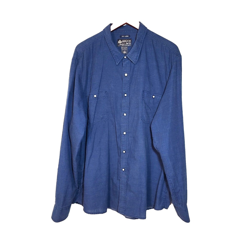 American Rag Blue Micro Dot Textured Button Up Shirt Long Sleeve XXX Large